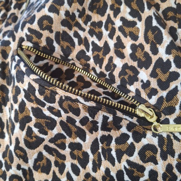 Bianca Nygard Sz 8 (Med) Animal Print Moto Jacket Short Zippered Lined Cotton - Picture 10 of 15